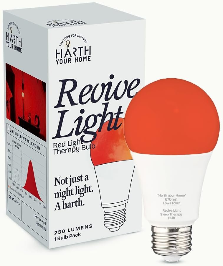 Harth Revive Light LED Red Light Bulb, 670 Nanometer Therapy, Sleep Aide, Blue Light Free