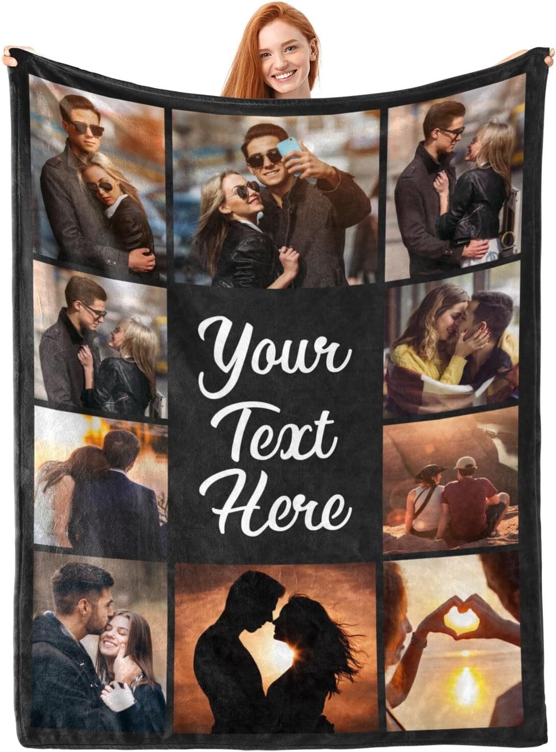 inkArts Custom Blanket Throws with Photos Text Personalized with Picture Customizable, Customize for Mom, Dad, Couple, Girlfriend, Boyfriend, Husband & Wife