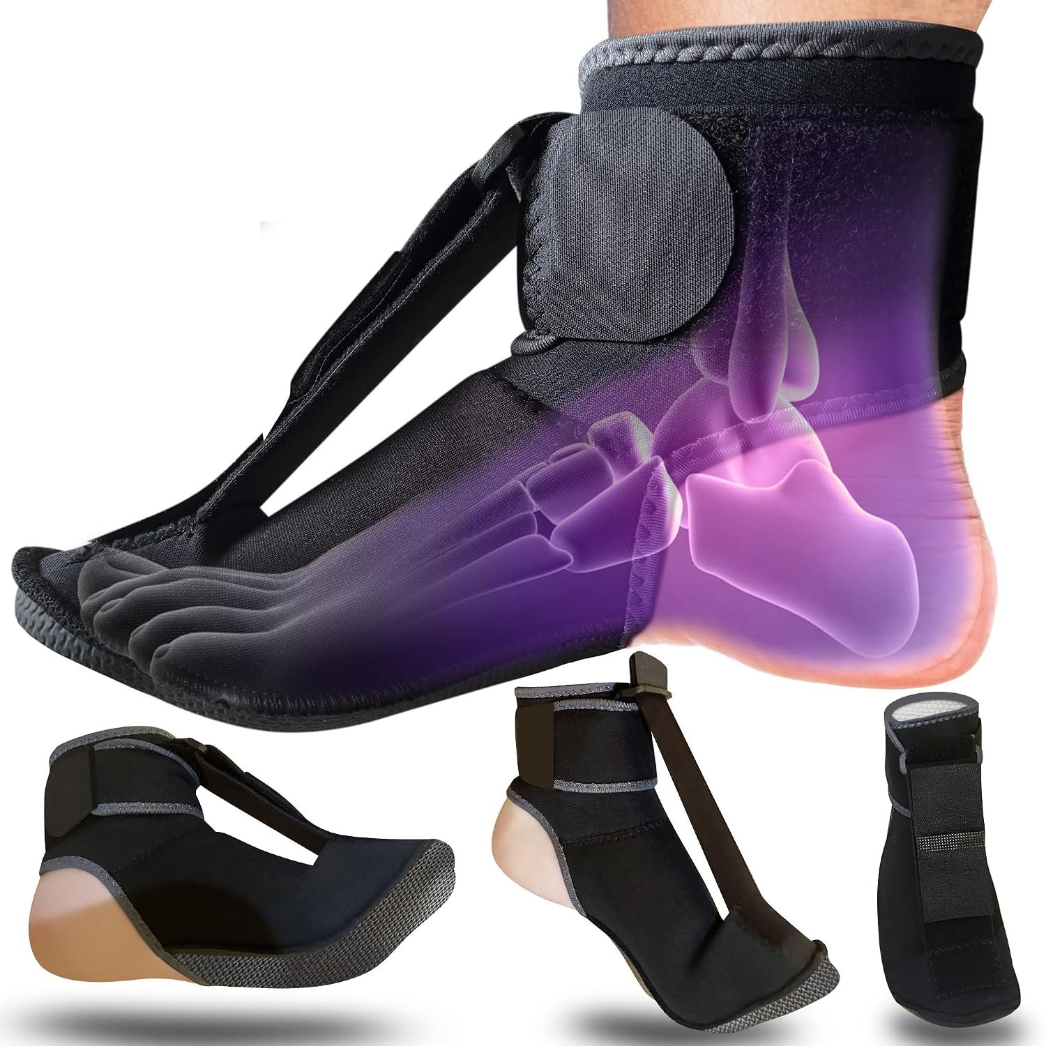 Plantar Fasciitis Night Splint for Men & Women Medium, Trim to Fit Tension Strap, Achilles Tendonitis, Foot Drop, Arch Strain & Ankle Relief – For Heel Pain, Enjoy Relief with Every Use