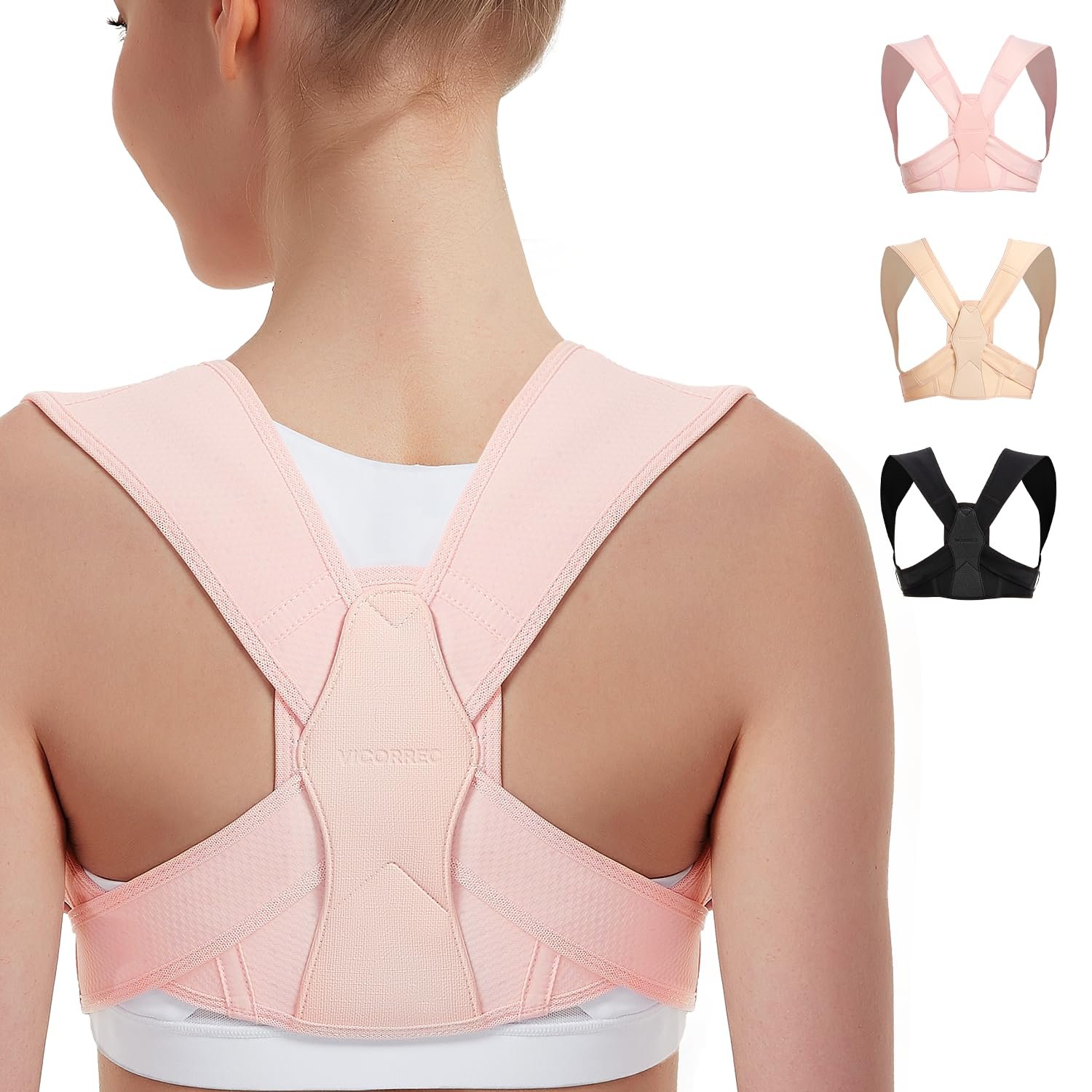 Vicorrect Posture Corrector for Women and Men, Adjustable Upper Back Brace for Clavicle Support and Providing Pain Relief from Neck, Shoulder, and Upper Back