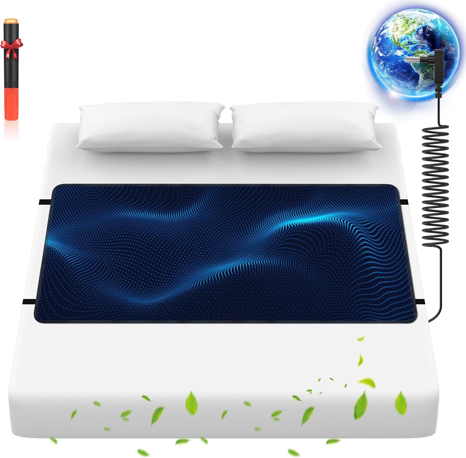 Grounding Mat for Bed, Grounding Pad for Sleeping, Improves Sleep, with Static grounding Cord and Test Pen (Black, (60.4 * 27.5 inch))