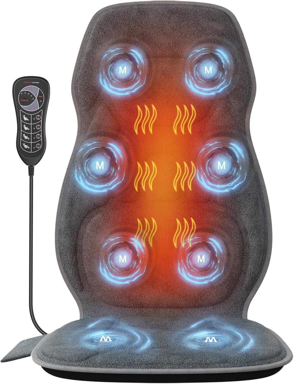 Back Massager with Heat, Plush Vibration Seat Cushion for Home Office