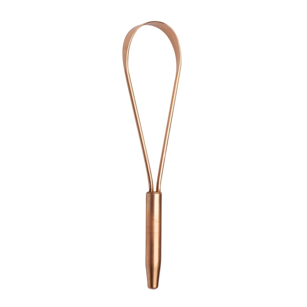 HealthAndYoga™ qLoop Copper Tongue Cleaner – Easy One Hand Use – Larger Surface Coverage – Ayurvedic Copper Health for Fresh Breath and Total Oral Hygiene (Single)