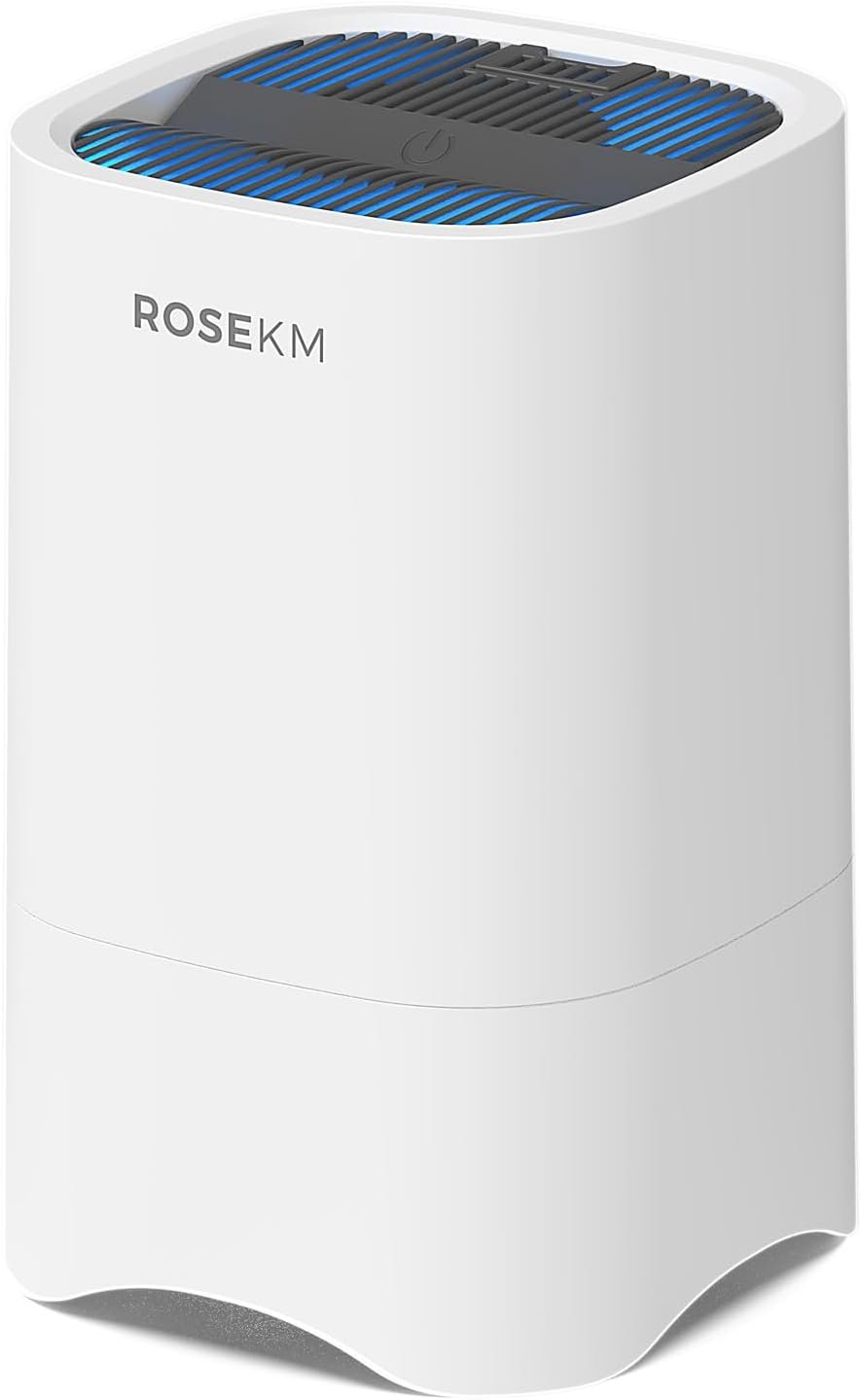 ROSEKM Small Air Purifiers for Home, Mini Air Purifier for Desktop, Bedroom, Office, Car, Room, Portable HEPA Air Purifier Air Cleaner for Smoke, Dust with Night Light