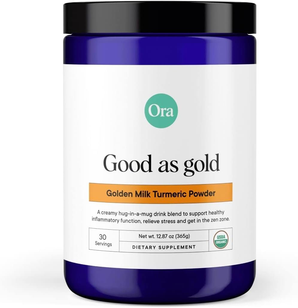 Ora Organic Golden Milk Powder – Ayurvedic Turmeric Powder with Organic Adaptogens – Ashwagandha, Reishi and Ginger | Organic, Gluten-Free, Soy-Free, Vegan, Non-GMO – Maple & Vanilla, 30 Servings