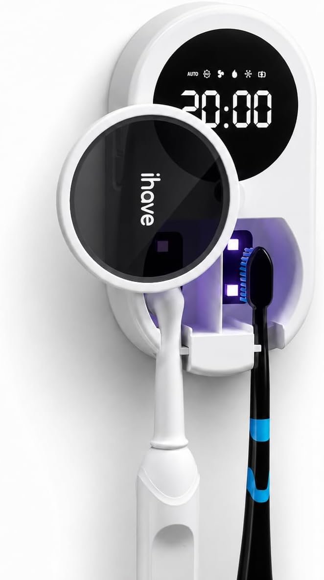 iHave UV Toothbrush Sanitizer Holder 2 Slots Wall Mounted Wave Sensor Auto