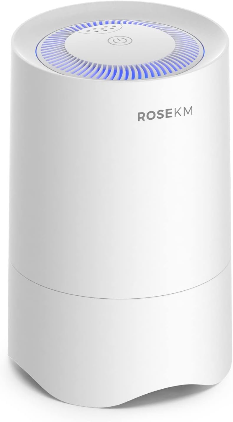 ROSEKM Small Air Purifier for Bedroom & Desk, 50 Sq Ft, H13 HEPA, White