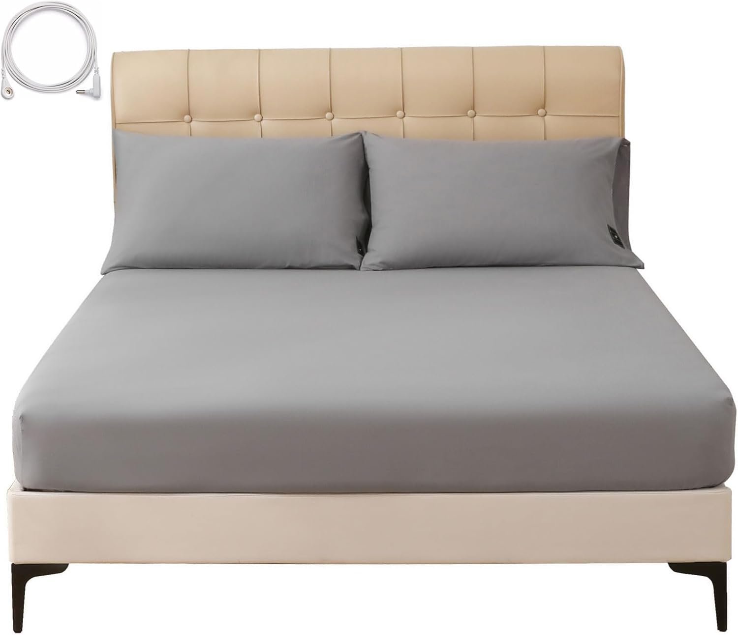 Grounding Sheets King Size, 20% Silver Fiber + 80% Organic Cotton, Conductive Fitted Grounded Bed Sheet with Deep Pocket for Bed & Sleeping (Gray, 78″x80″x15″)