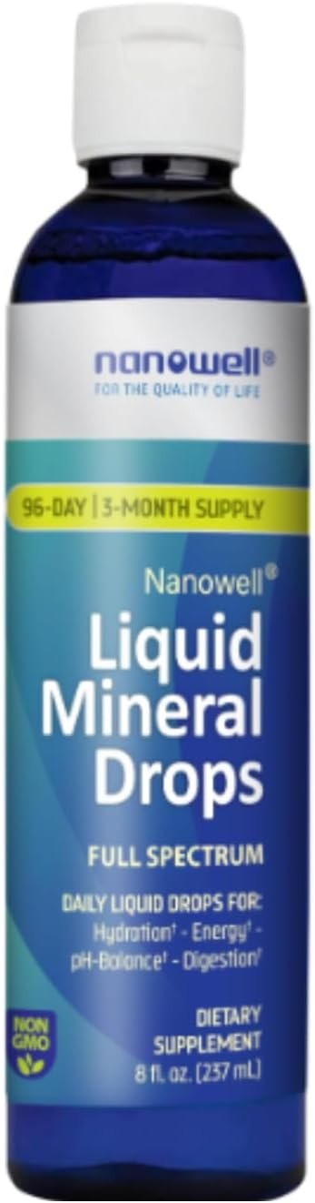 Nanowell Trace Mineral Drops, 8 fl oz, 70+ Ionic Minerals for Hydration