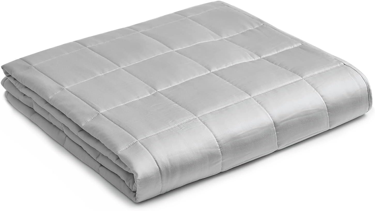 YnM Cooling Weighted Blanket — 100% Cooling Oeko-Tex Certified Material with Premium Glass Beads (Light Grey, 48”x72” 20lbs), Suit for One Person(~190lb) Use on Twin/Full Bed