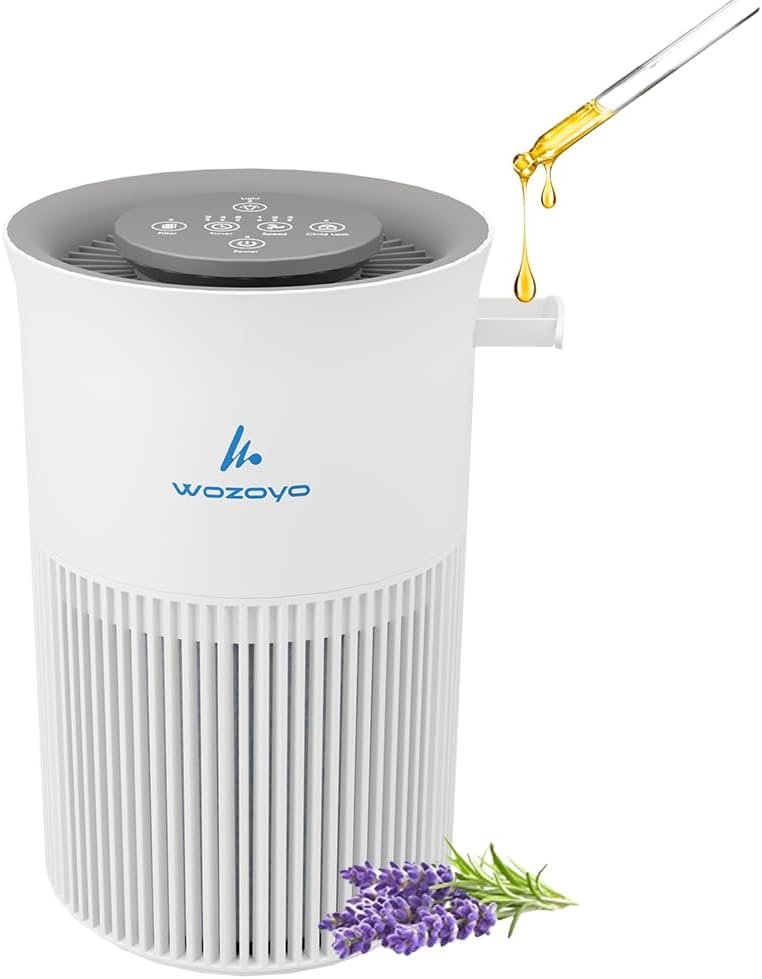 Pure Air PA1 Wozoyo Air Purifier For Bedroom Home, Office, Desktop, AHAM VERIFIDE, Covers Up To 300 ft², 3-in-1 HEPA Filter Cleaner With Aroma Pad, Filters Smoke, Pet Dander, Odor, Dust