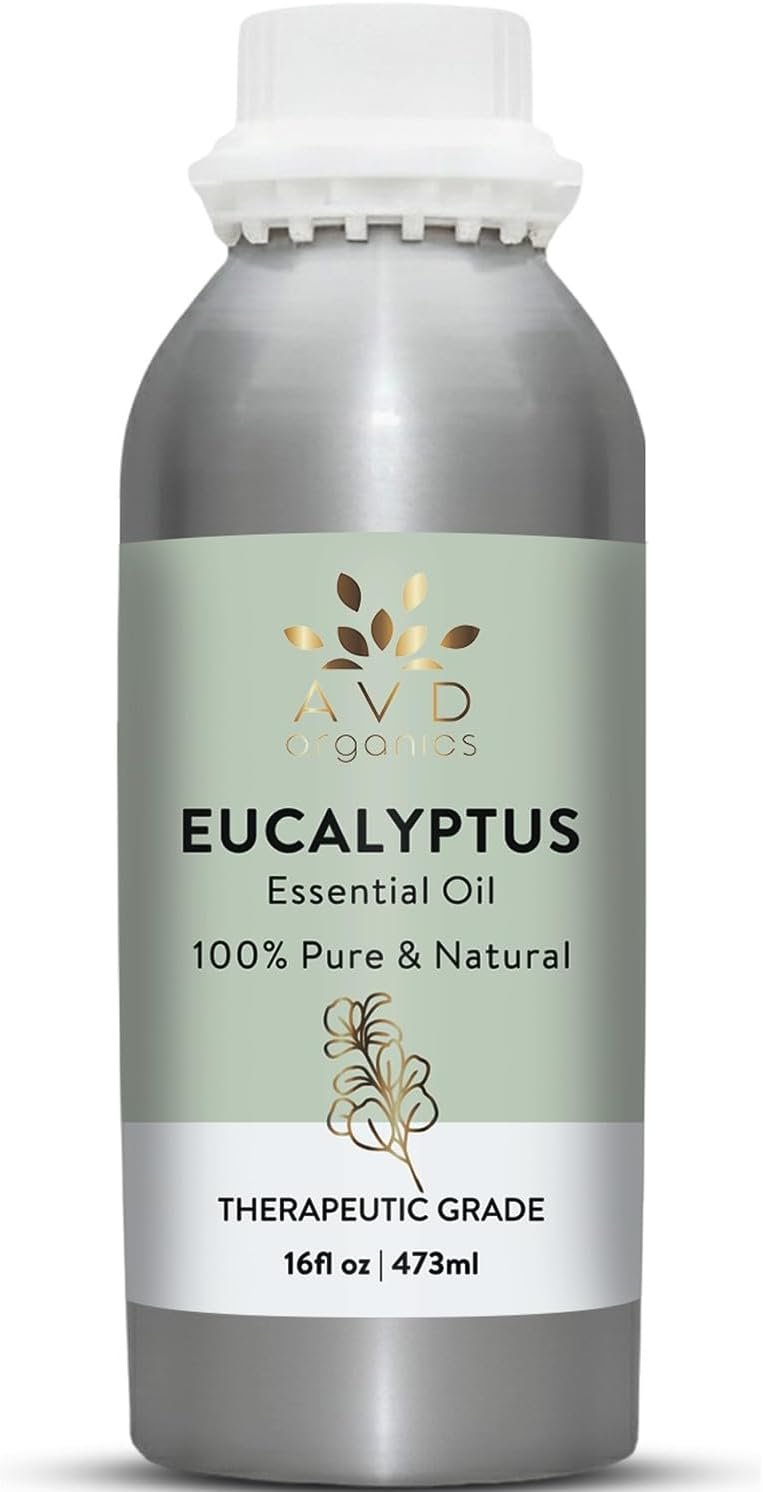 AVD Organics Eucalyptus Essential Oil 16 fl oz – 100% Pure Eucalyptus Oil for Steam Room, Shower, Aromatherapy, Home Spa, Room Freshening & DIY Projects | (473 ml)