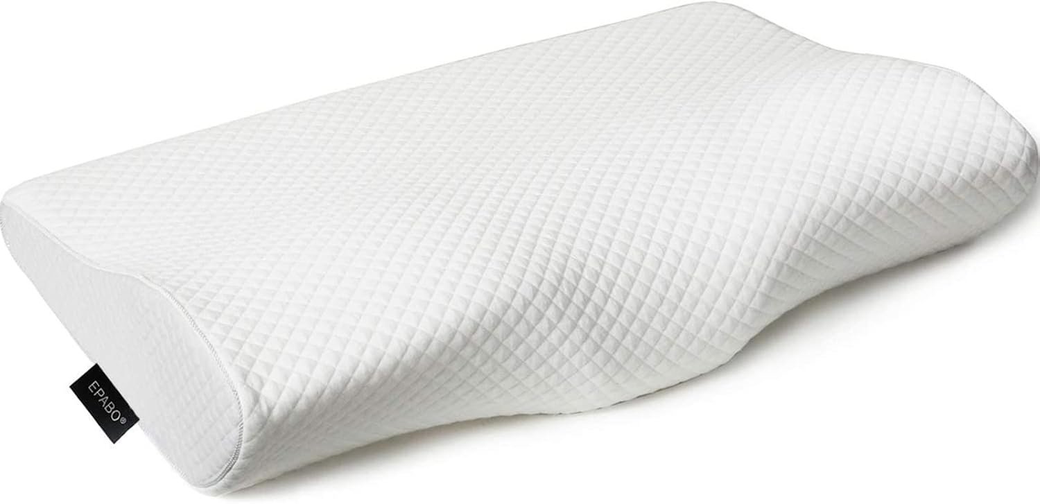 EPABO Contour Memory Foam Pillow Orthopedic Sleeping Pillows, Ergonomic Cervical Pillow for Neck Pain – for Side Sleepers, Back and Stomach Sleepers, Free Pillowcase Included (Firm & Queen)
