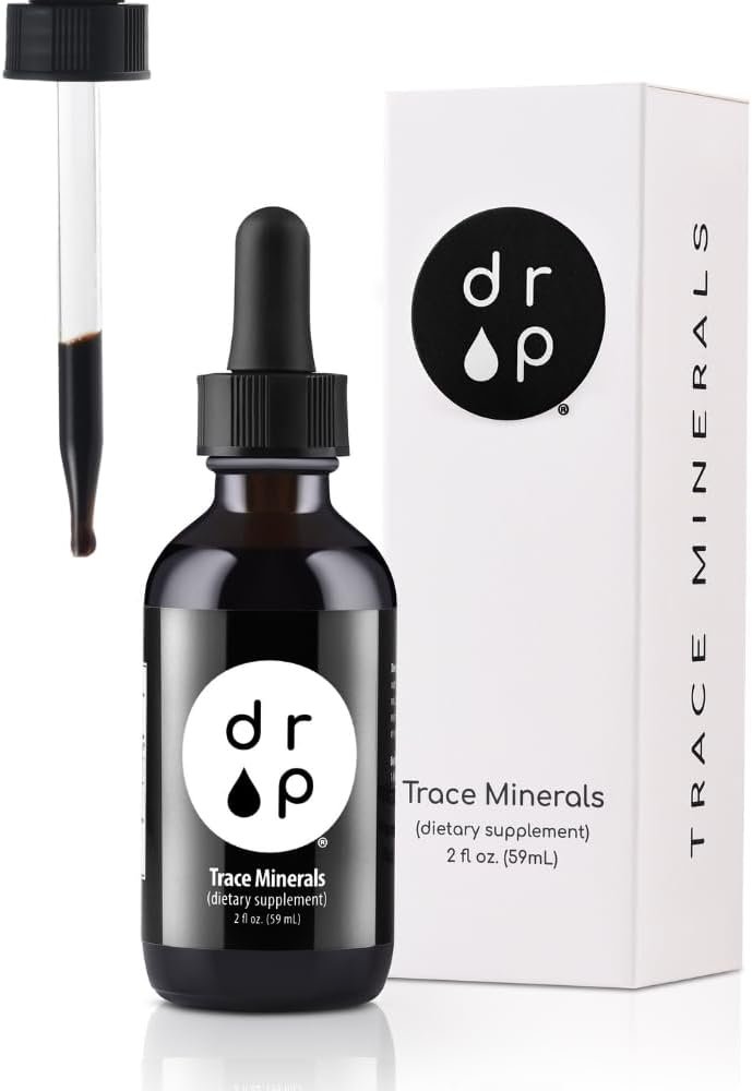 Drop Trace Minerals with Fulvic Acid, Liquid Ionic Mineral Drops with Electrolytes – 72+ Minerals, for Energy, Hydration & Gut Health – No Pills, Unflavored, 2 fl oz (118 Servings)