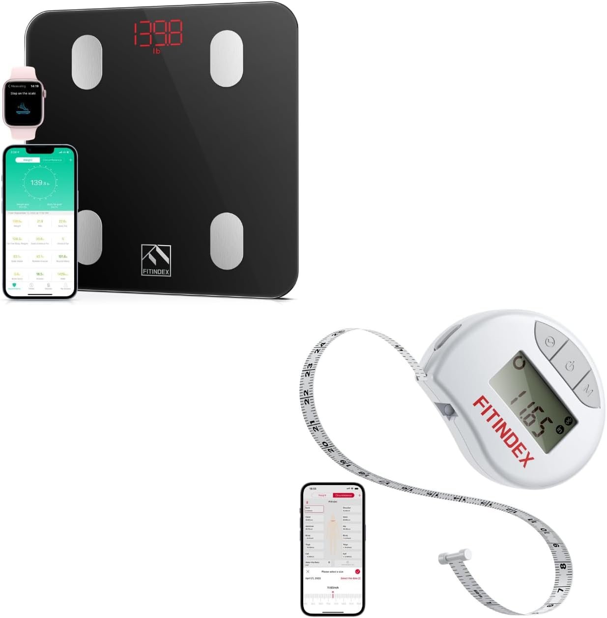FITINDEX Digital Scale and Smart Body Tape Measure