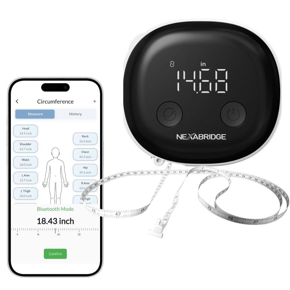 Smart Body Tape Measure, Track Measurements Bluetooth Dedicated App, Digital Measuring for Weight Loss, Muscle Gain, Fitness Shape, Multi Users, Retractable, USB-C, 60 in / 150 cm