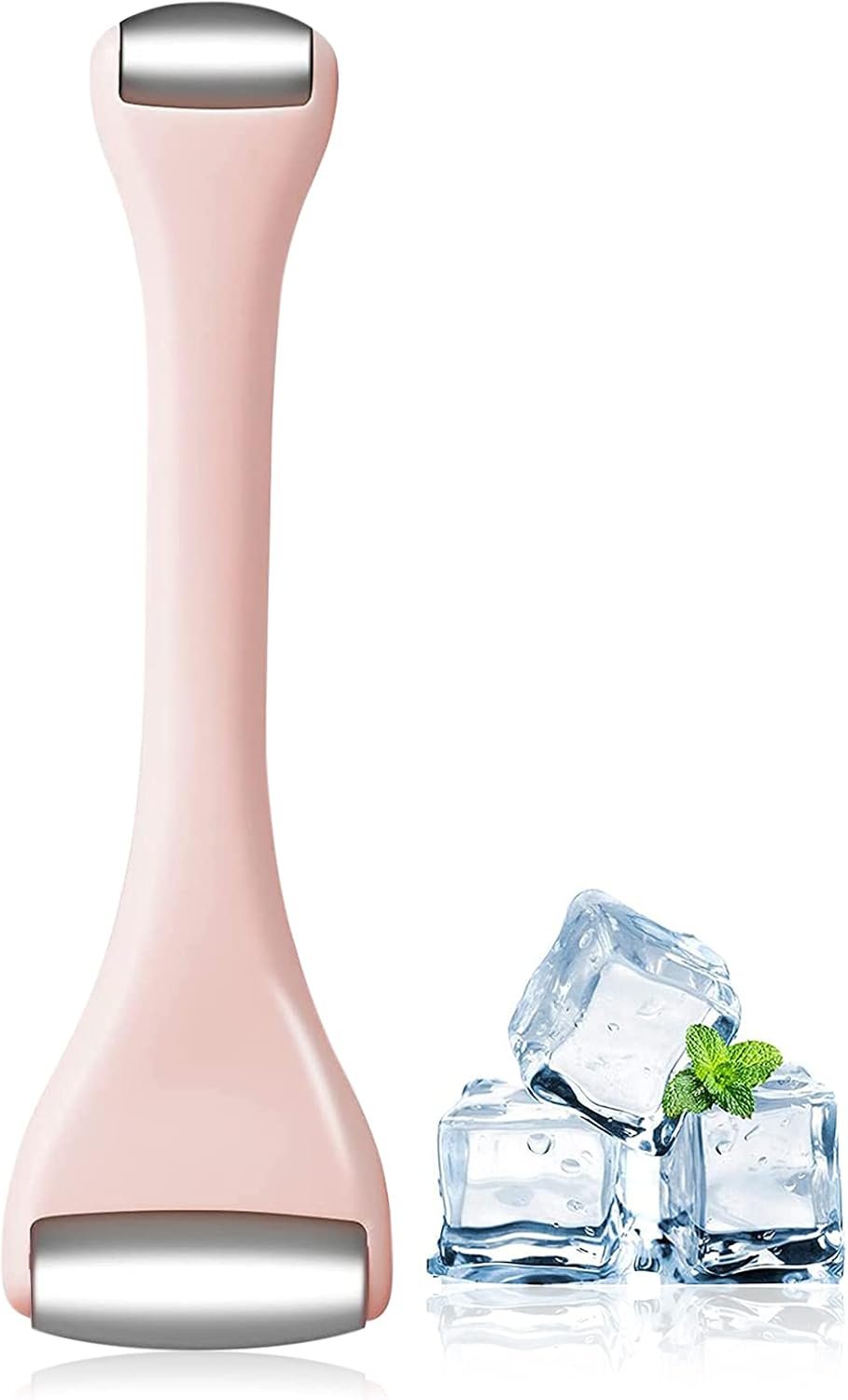 LAIKME Mini Eye Ice Roller for Eyes Puffiness – Facial Ice Roller and Mini Roller 2 in 1 – Massager for Migraine Relief Tighten Pores Under-Eye Pain Relief – Reduce Wrinkle Puffy for Face Arms (Pink)