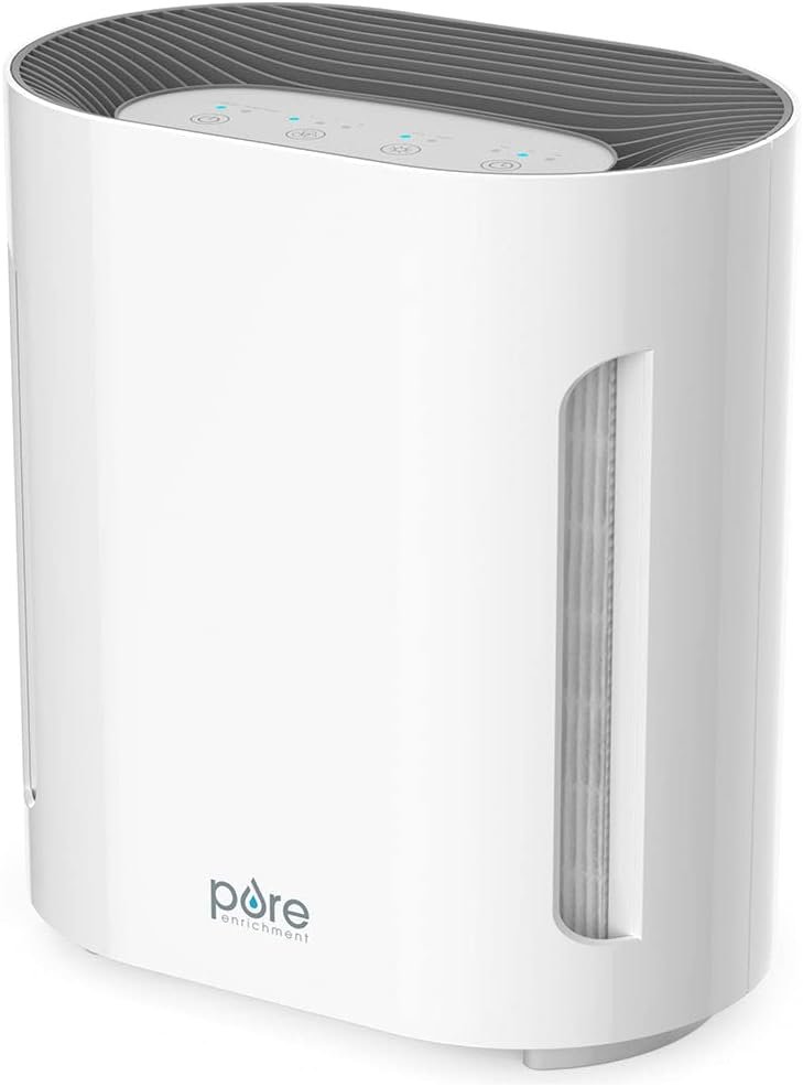Pure Enrichment PureZone Air Purifier for Bedroom & Living Room, 4-Stage Filtration & UV-C Light, H13 HEPA Filter Helps Remove Bacteria, Pet Hair Dander, Allergens, Germs, Smoke, Dust (White)