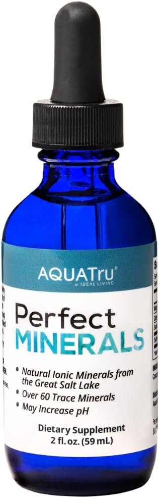 AquaTru Perfect Minerals – Mineral Drops for Water – Enrich with 72 Trace Minerals Including Magnesium, Zinc & Calcium – 60ml Bottle Mineralizes Up to 230 Liters of Water
