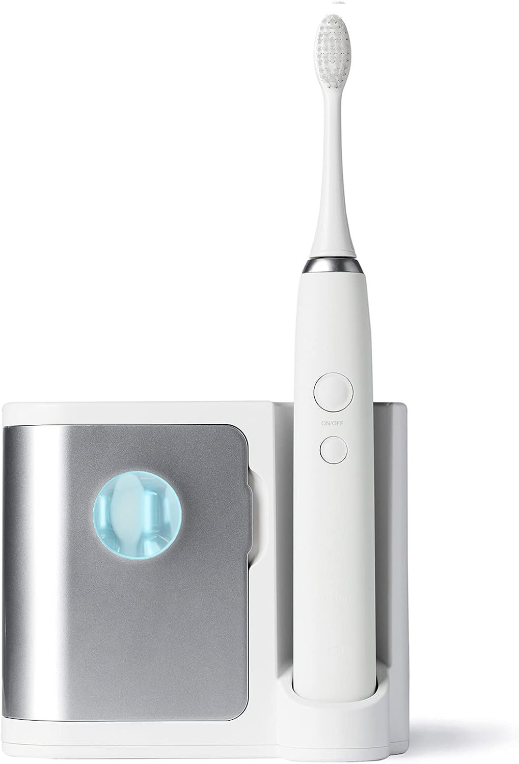 Vanity Planet Elements Ultrasonic Electric Toothbrush – Silver – Advanced Oral Care with UV Sanitizing Charger Base with 3 Replacement Heads – 99.9% Effective Keeping Your Teeth Clean
