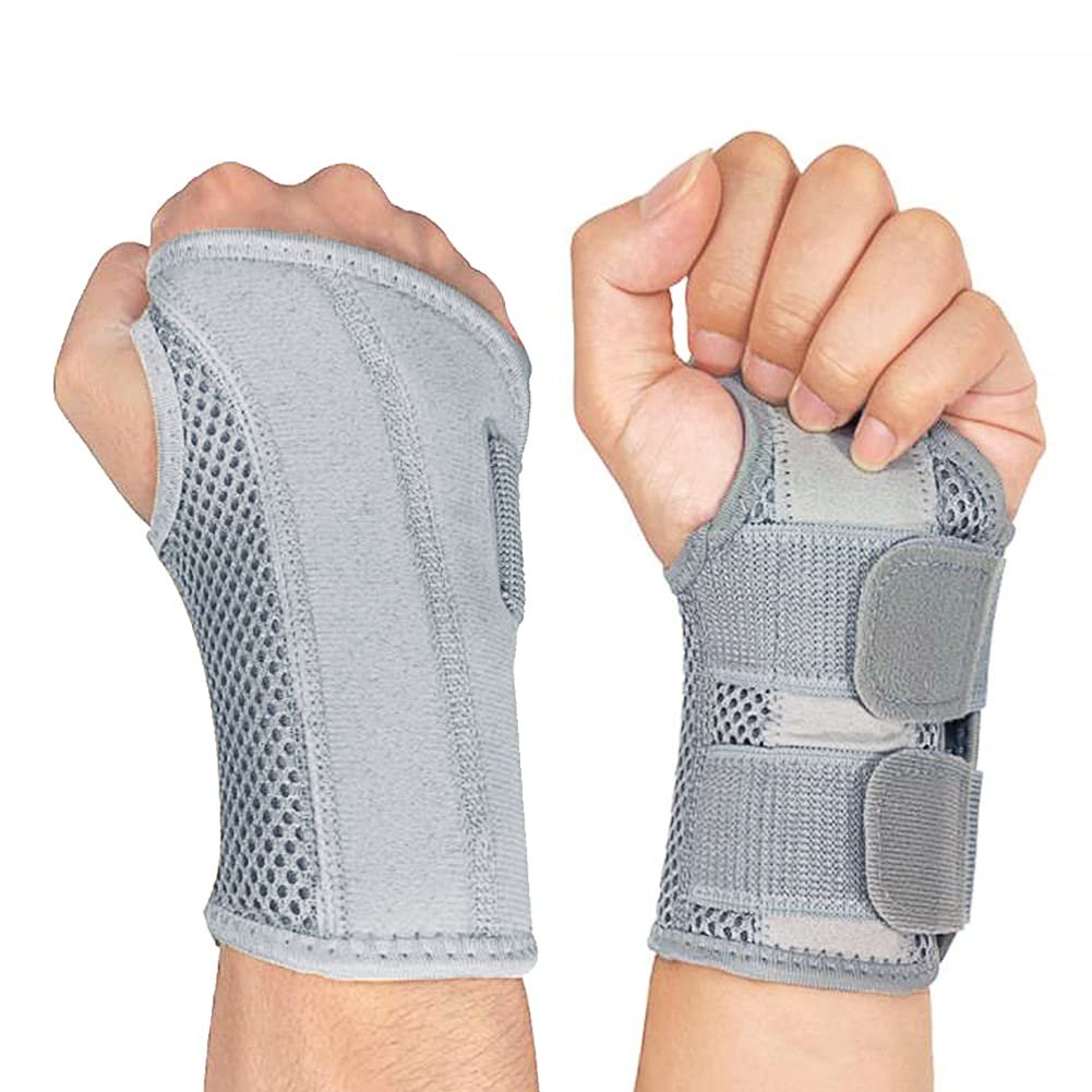 NuCamper Wrist Brace for Carpal Tunnel Night Wrist Support Right Hand Gray