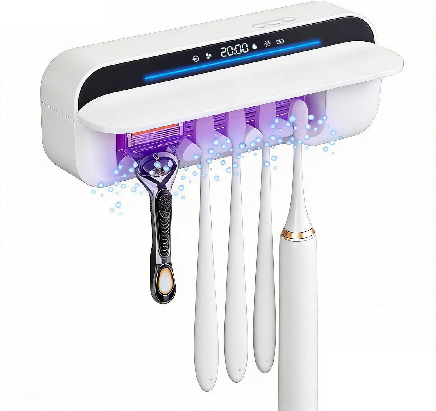 iHave Toothbrush Sanitizer Holder Wall Mounted UVC Tube 5 Slots for Family