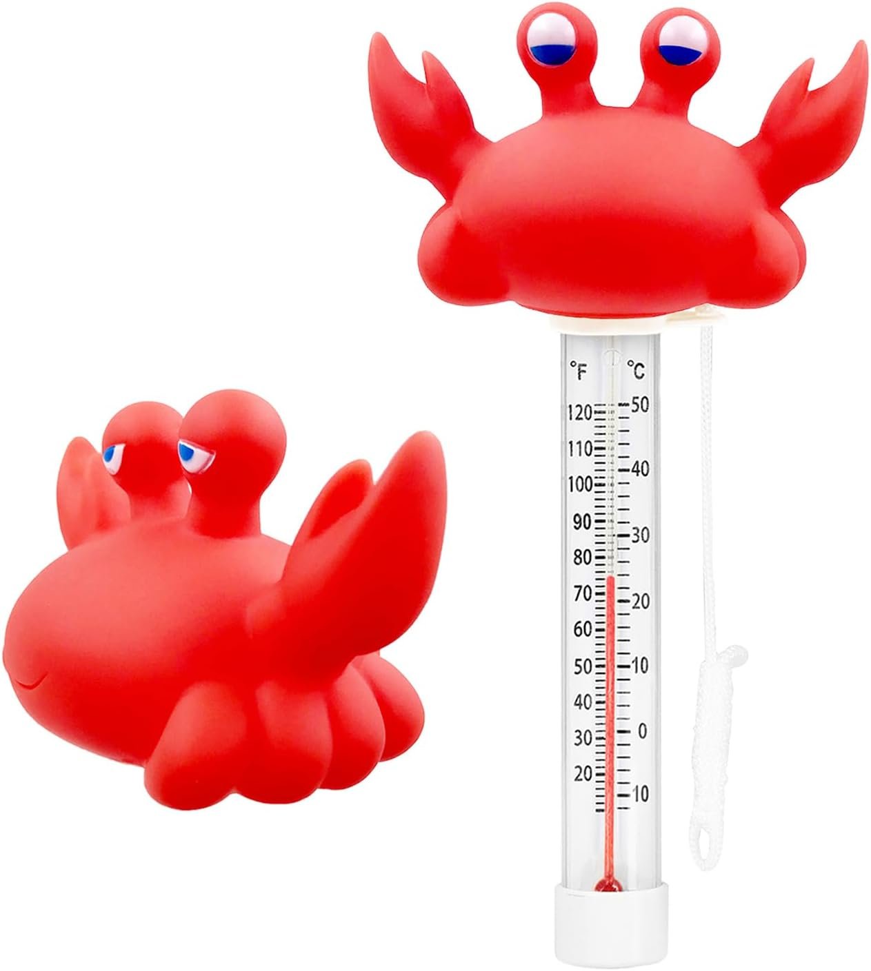 XY-WQ Crab Floating Pool Thermometer with String, Easy-Read