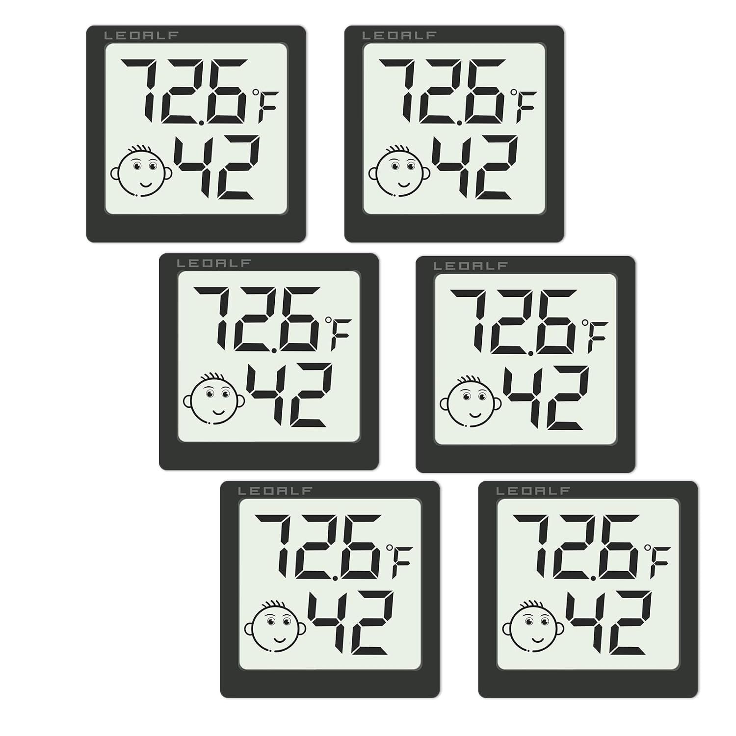 Mini Humidity Meter Hygrometer 6 Pack Room Thermometer Indoor Digital Temperature and Humidity Monitor (Black)