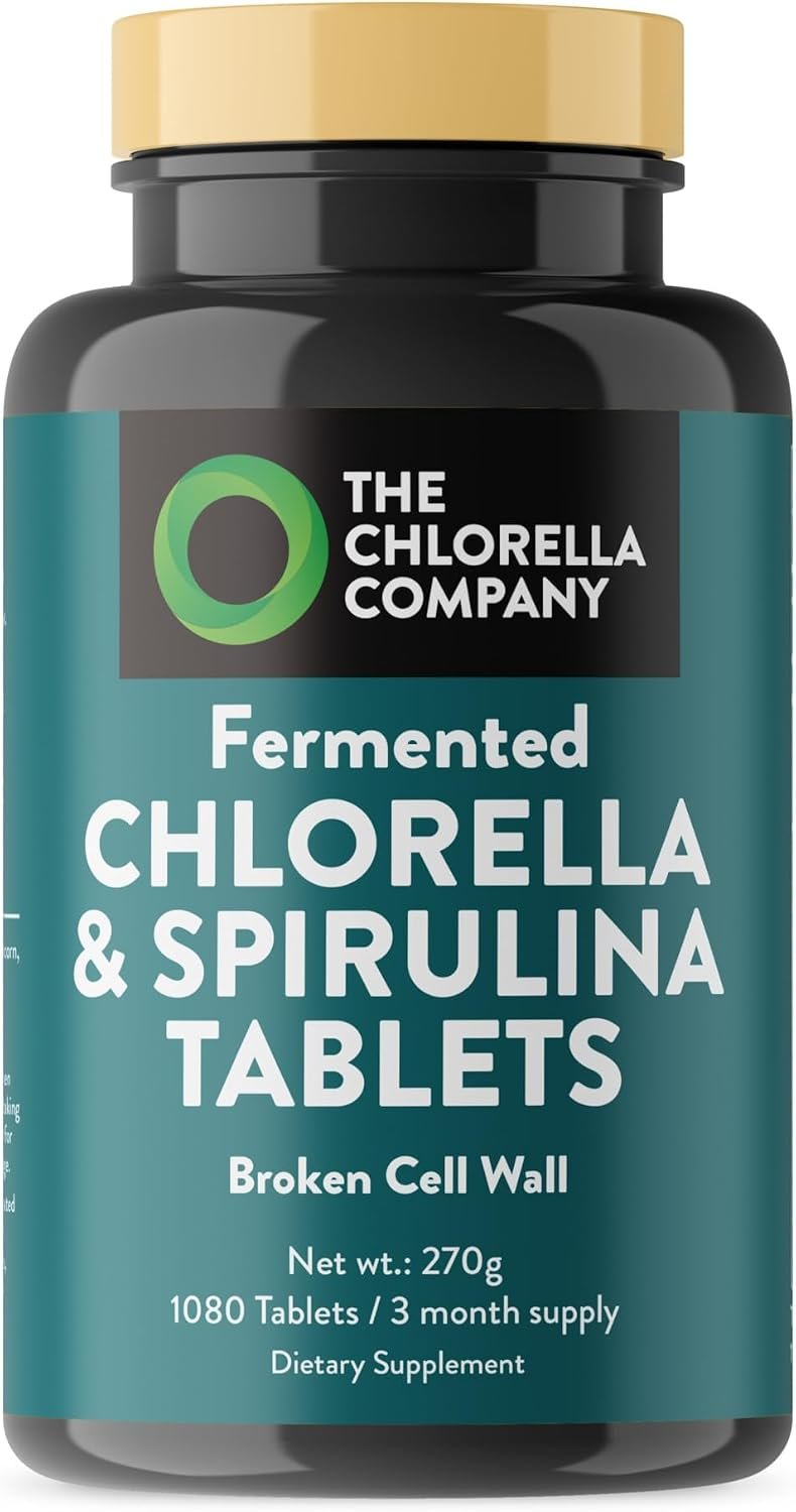 Chlorella Company Fermented Chlorella & Spirulina Tablets, 1080 CT-3 Month