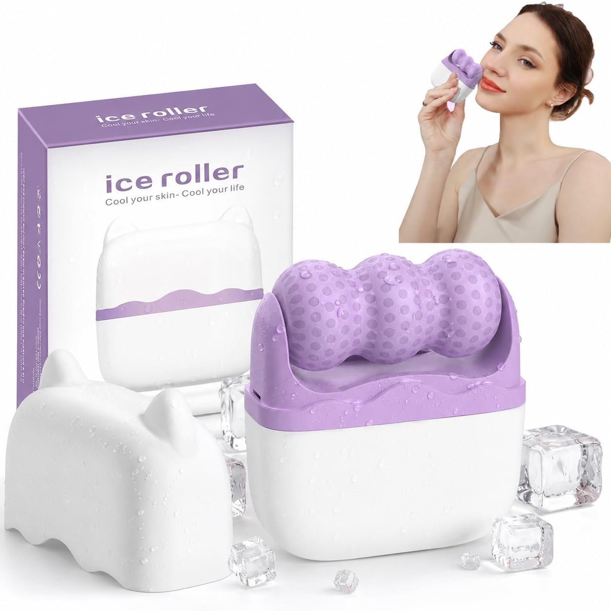 Ice Roller for Face, Cooling Facial Roller with Travel Case