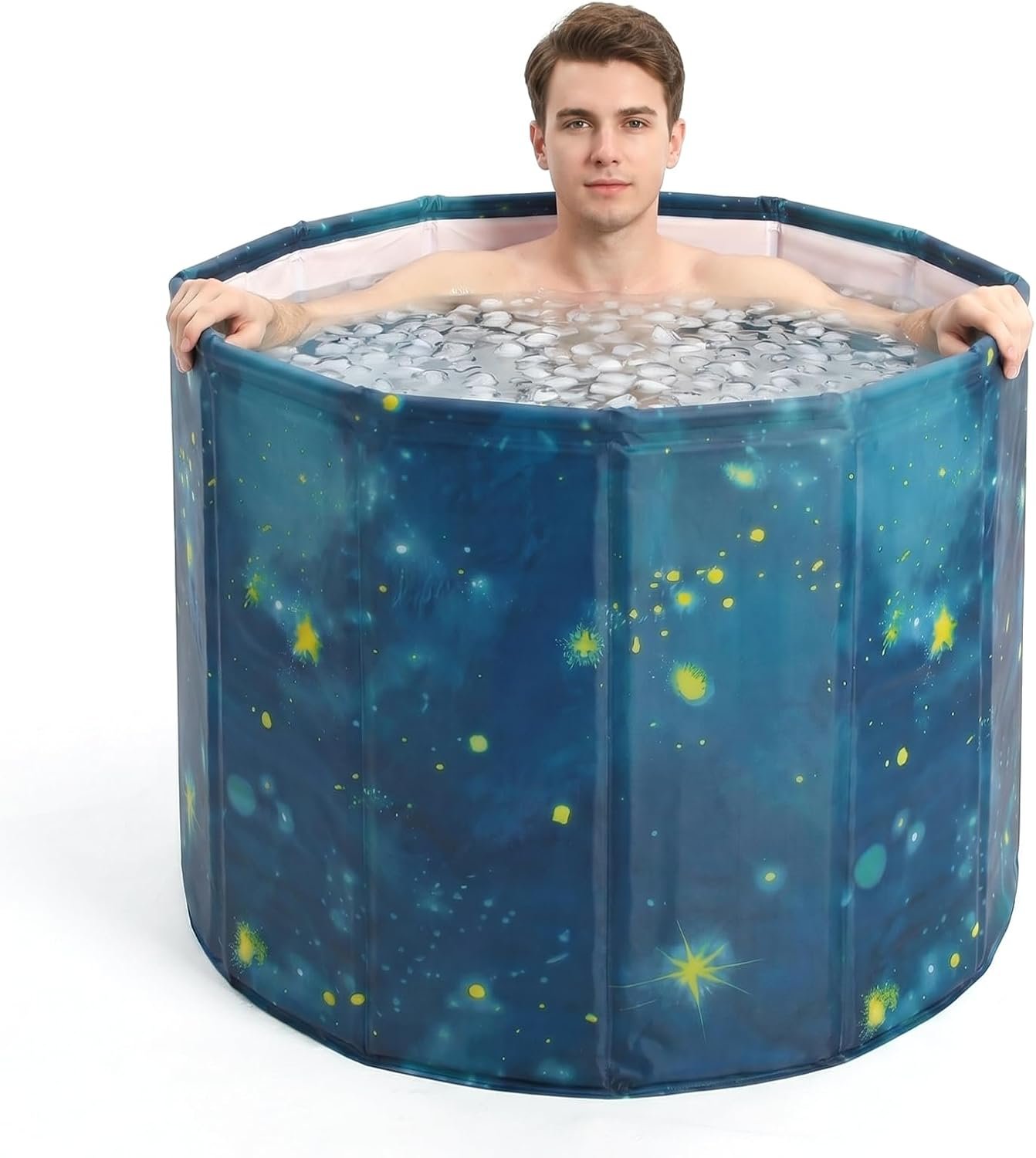 Portable Bath Tub for Adults (31.5″L x 25.6″H) Foldable Cold Plunge Tub for Recovery – Collapsible Soaking Bath Tub for Shower Stall – Outdoor Ice Bathtub for Athletes (Blue)