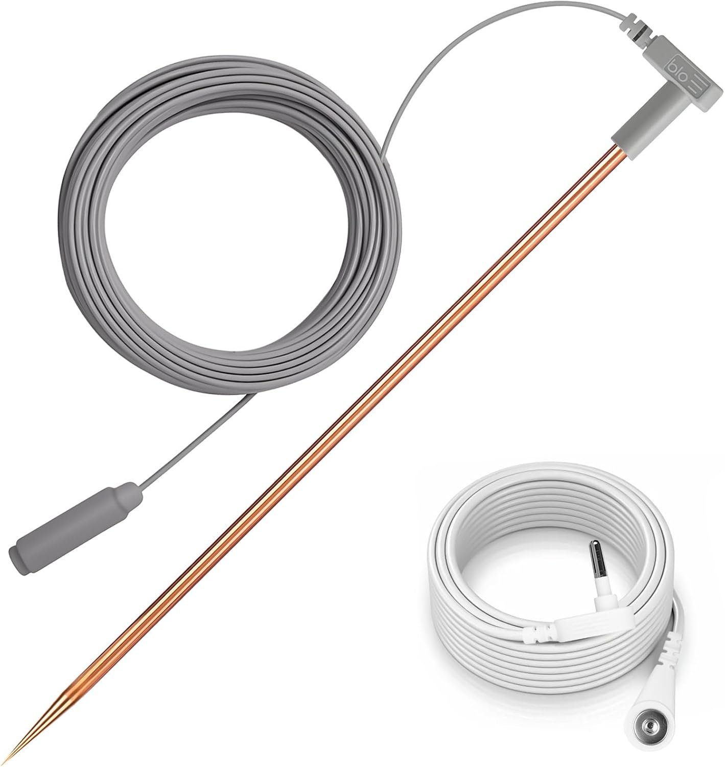 Copper Grounding Rod Kit – 40ft Heavy Duty Female Ground Cord & Wristband, Portable Earthing System Use with Grounding Mats, Sheet, Blankets, Pillowcases