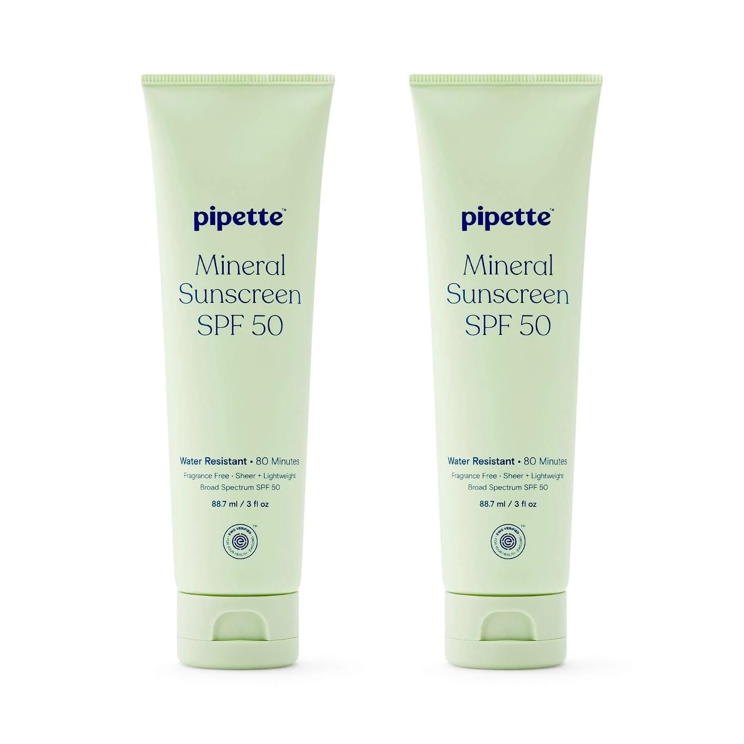 Pipette Fragrance Free Mineral Sunscreen SPF 50 Lotion,3 fl oz (Pack of 2)