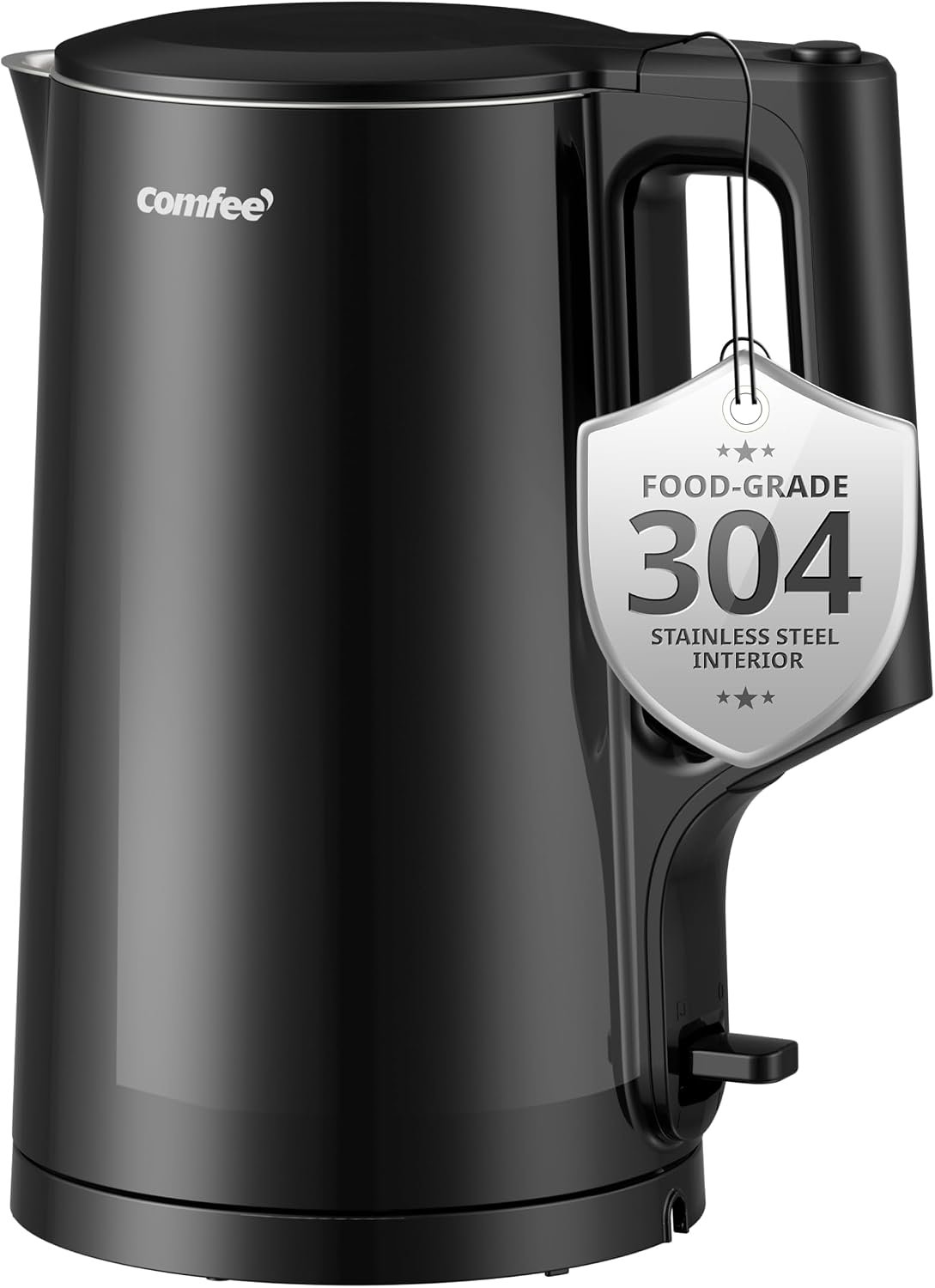 COMFEE Electric Kettle, 1.7L, Auto Shut-Off, 1500W, Black, stainless steel
