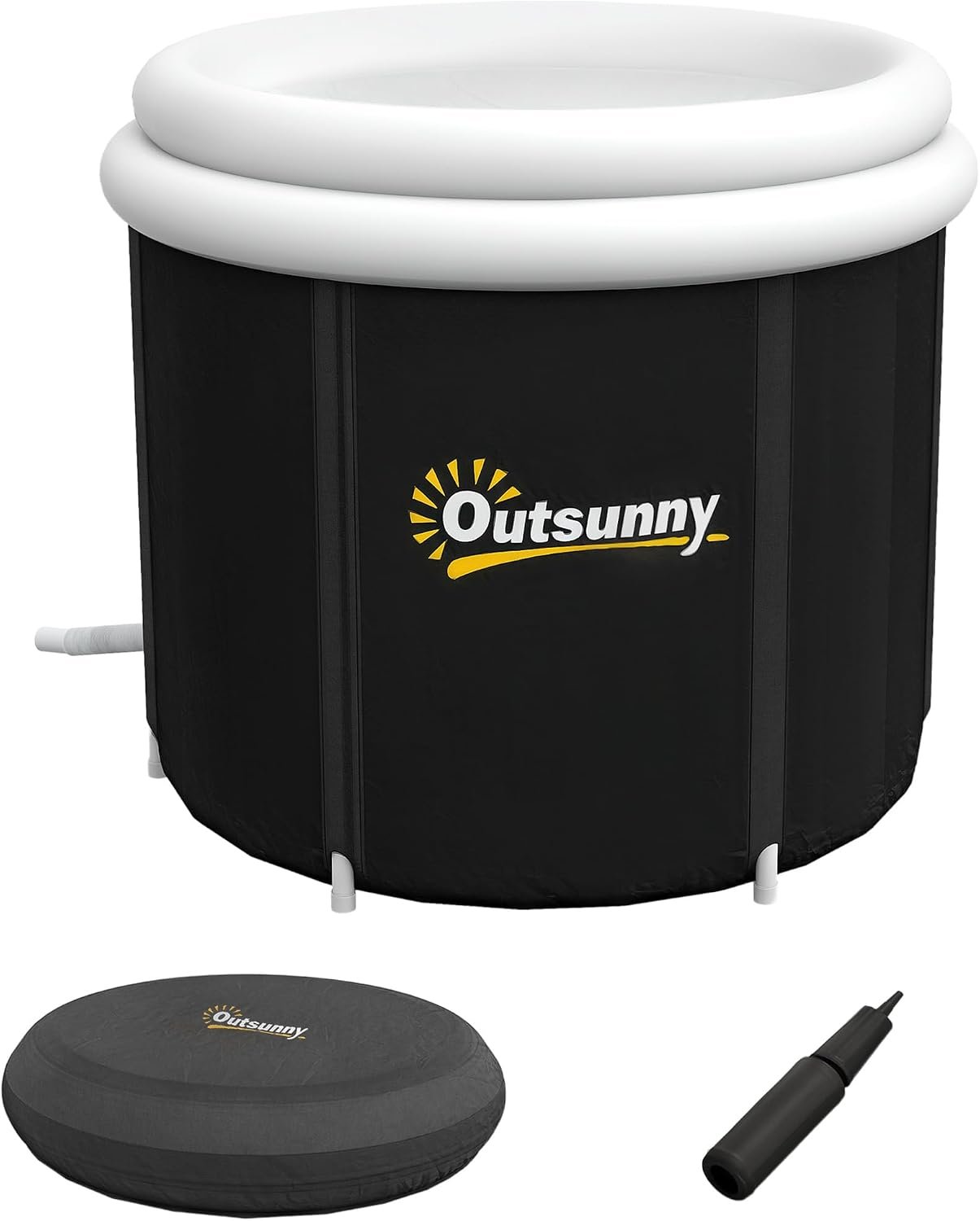 Outsunny Ice Bath Tub, 100 Gallon Cold Plunge Tub w/Thermo Lid, Black