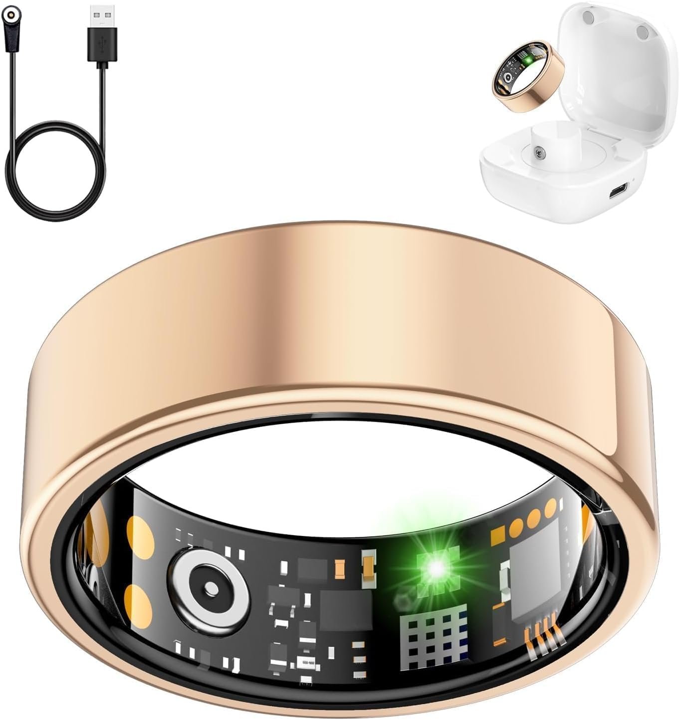 Smart Ring for Women Men, Fitness Ring with Heart Rate, Blood Oxygen,Stress, Sleep Tracker, Step Tracker, Fit Ring No Subscription Fee, IP68 Waterproof Smart Ring for iPhone & Android (Rose Gold, 8#)