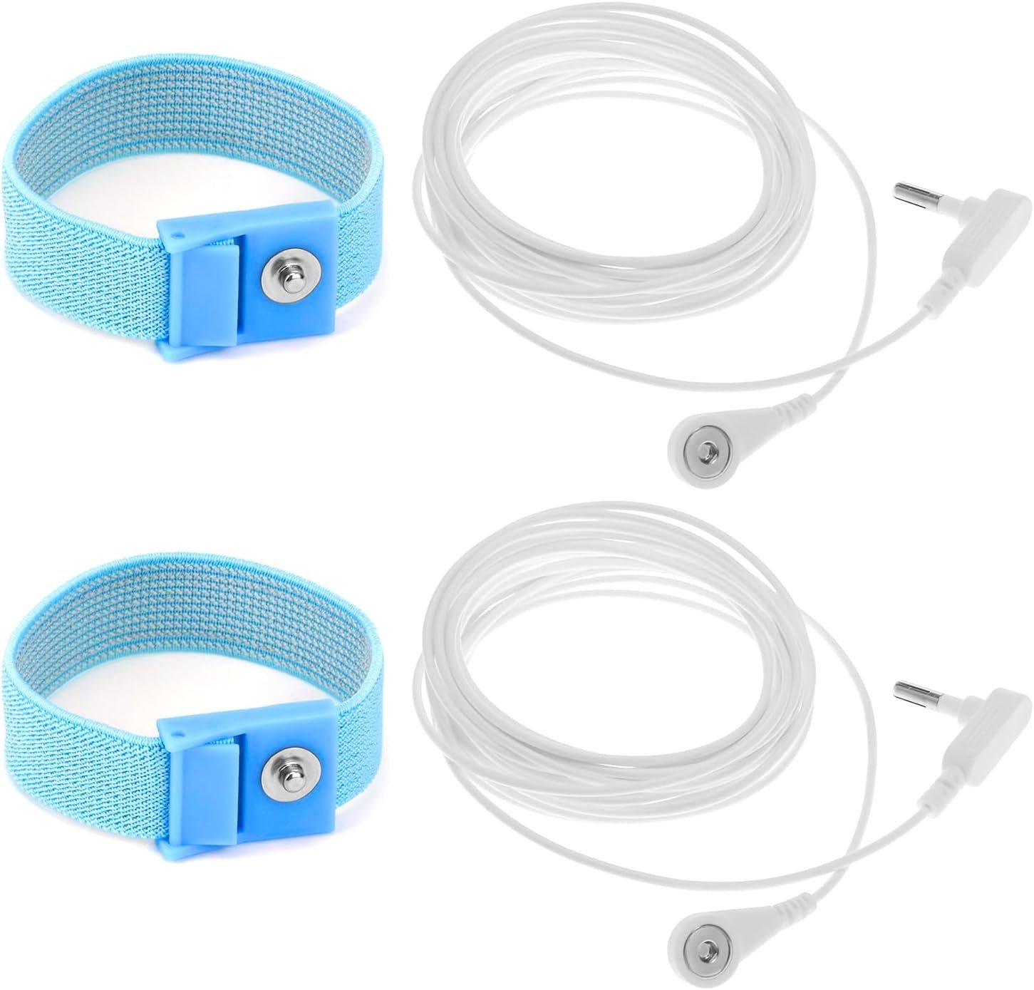 QWORK Grounding Wires and Wrist Straps, 2-Pack 15 Feet Each – Ultimate Earth Connection for Sleep Protection Against Power Surges