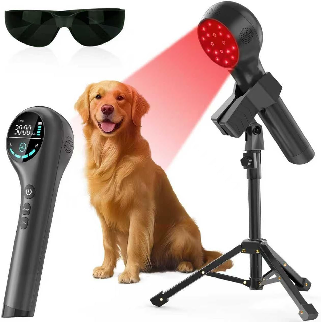 Red Light Therapy Device, 660/808nm Handheld Infrared Light Wand with Stand
