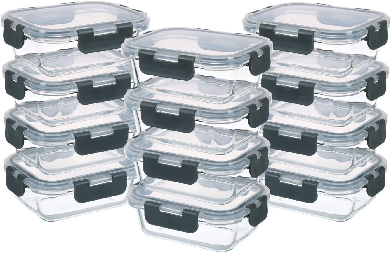 GULFLIN 24-Piece Small Glass Food Storage Containers with Lids Airtight