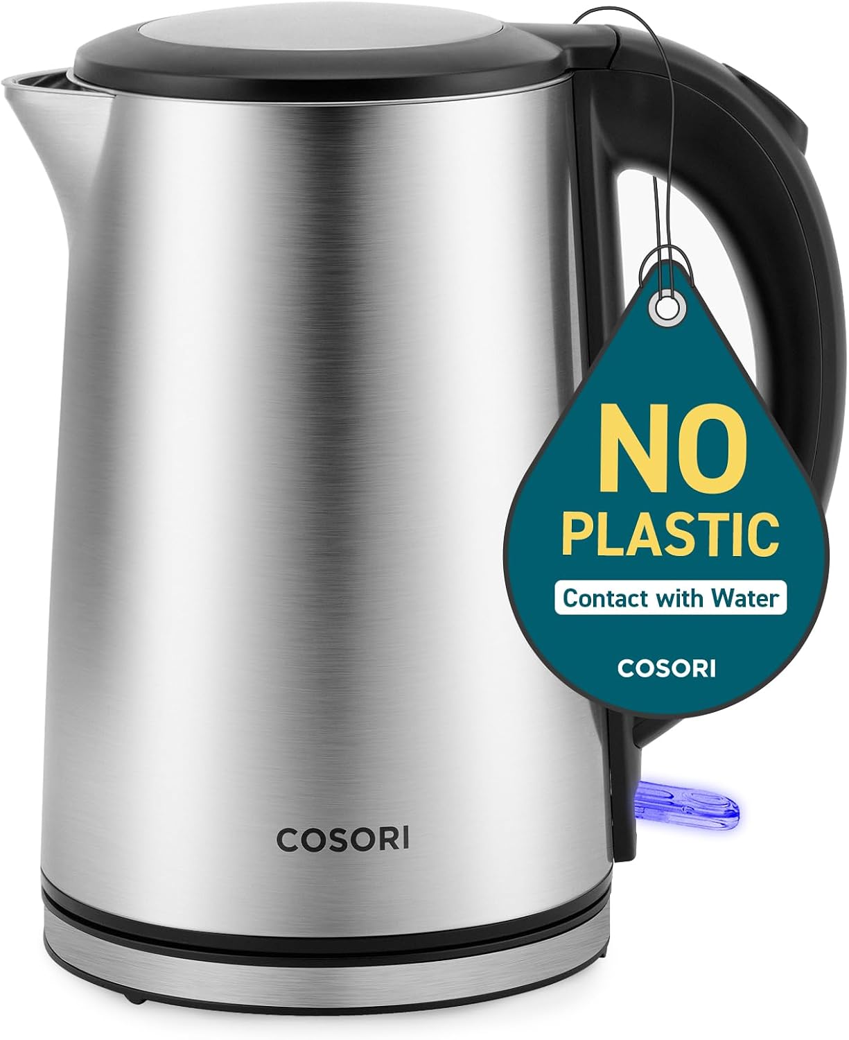 Cosori Stainless Steel Electric Kettle, Plastic-Free Interior, 1.5L, Silver