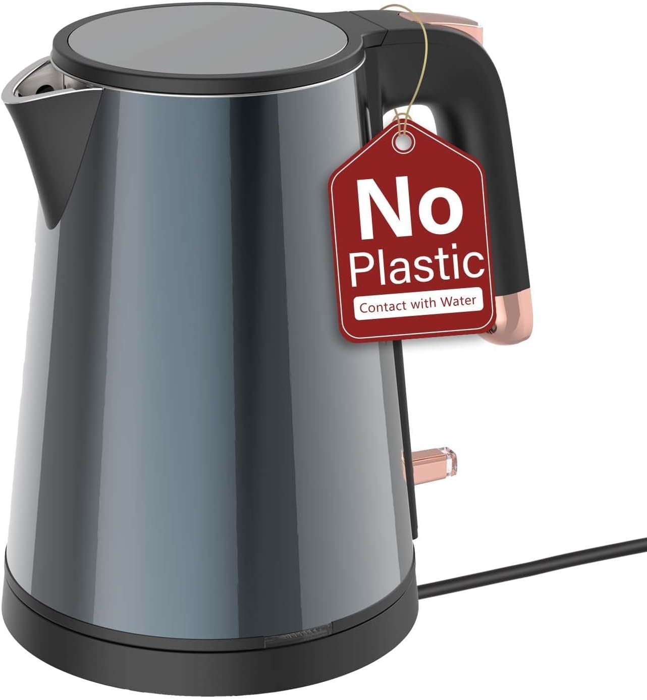 Electric Kettle 1.0L, Triple-Wall Insulated Metal Shell, 1000W