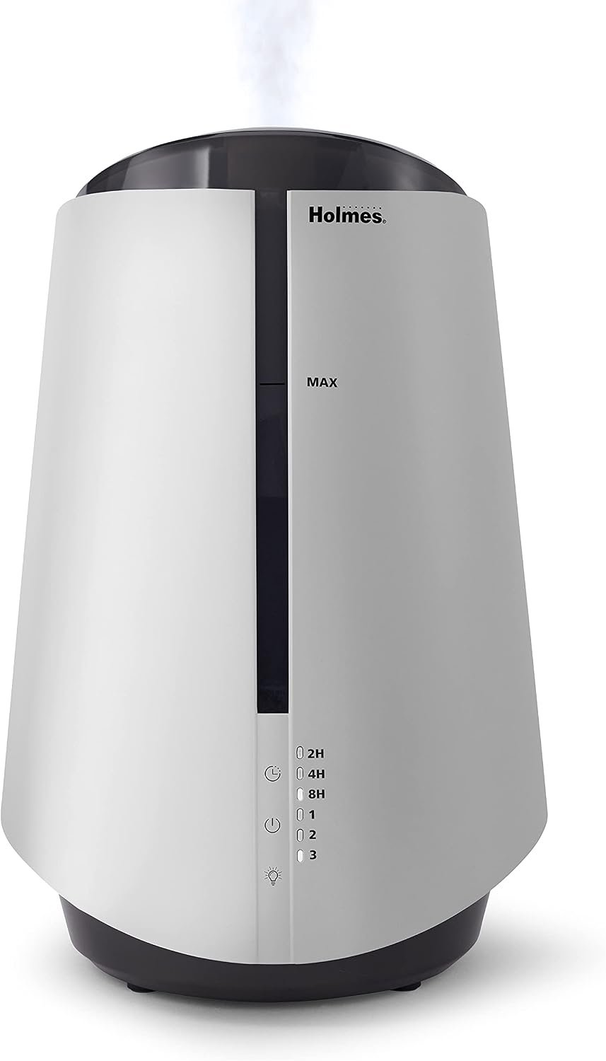 Holmes 1-Gallon Top-Fill Ultrasonic Cool-Mist Humidifier with Disinfectant Protection and 7 Color LED Lights White