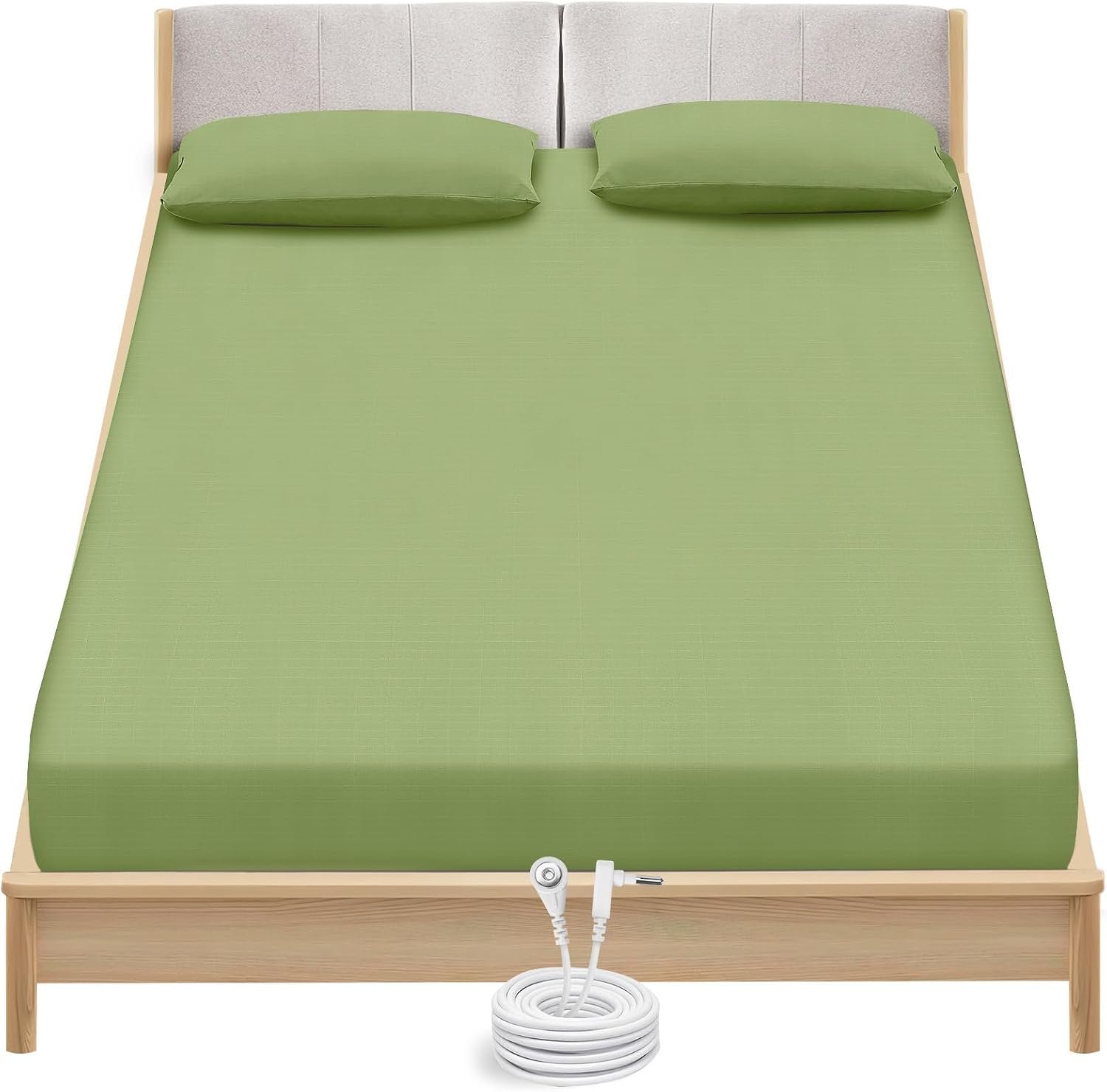 Grounding Sheets King Size – 20% Silver Fiber and Organic Cotton Grounding Fitted Sheet with Grounding Cord Green Color 80×78 Inch Size