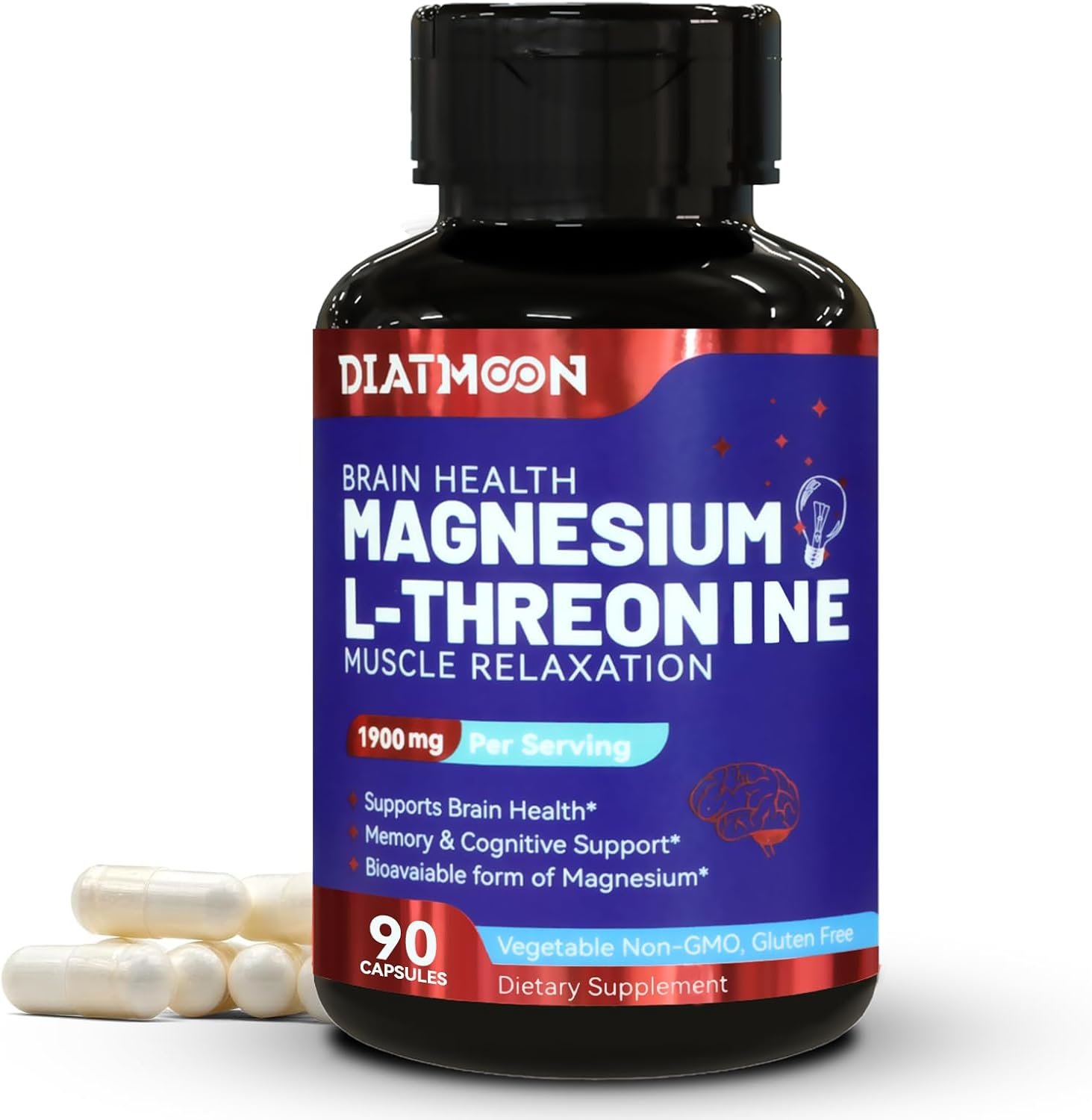 Magnesium L-Threonine, High Absorption Magnesium Supplement,90 Capsules