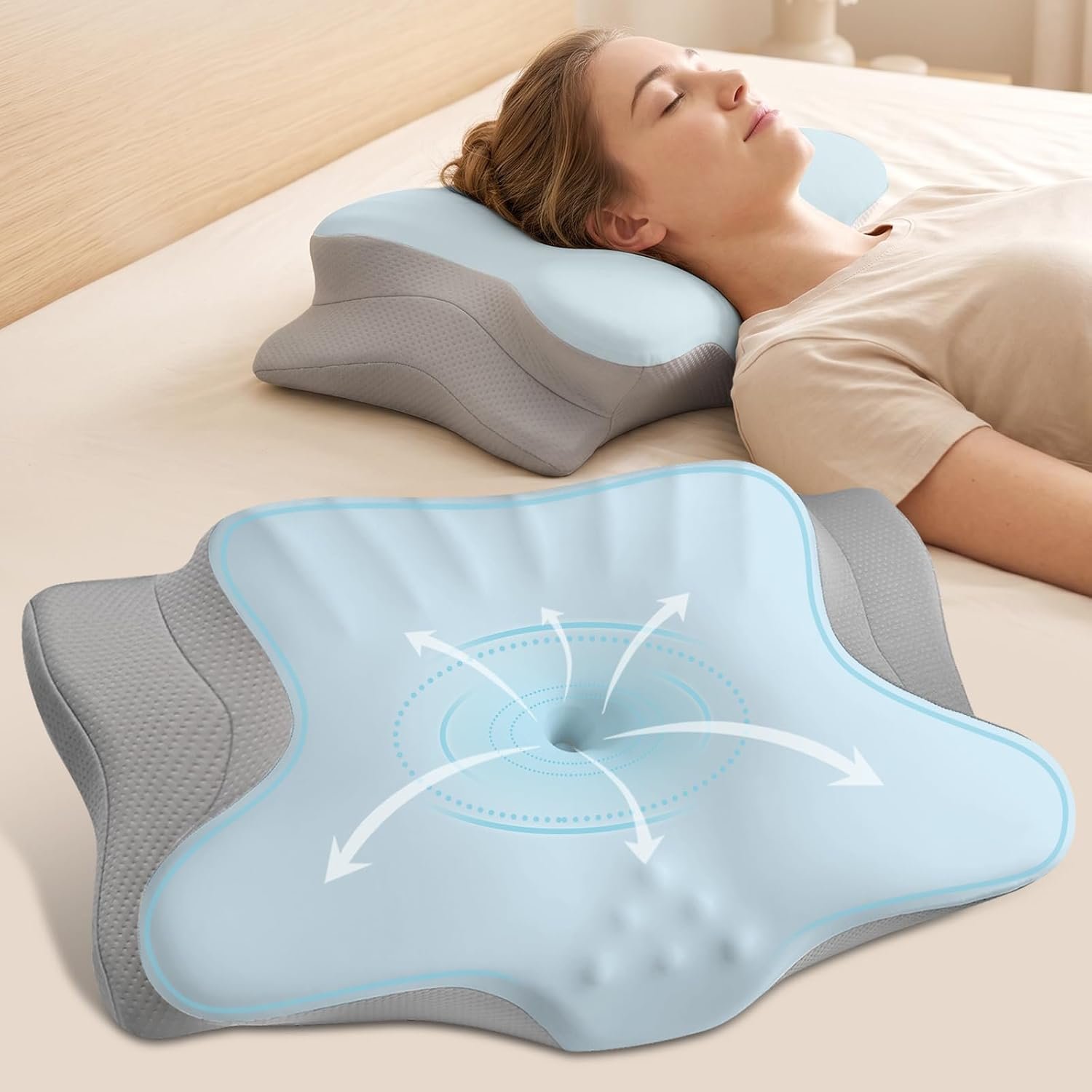Ylekto Cervical Neck Pillow for Pain Relief – Contour Memory Foam Pillows