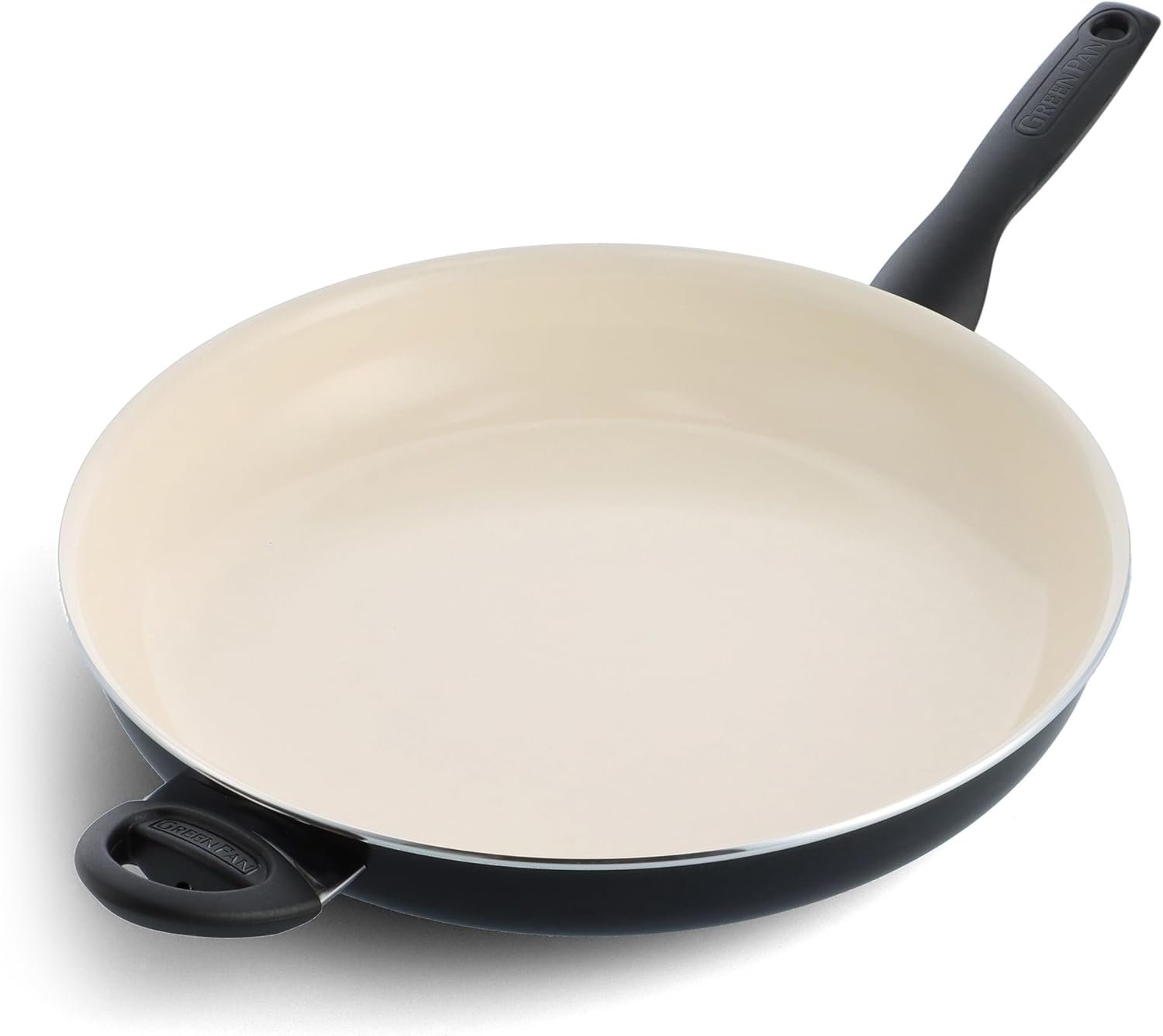GreenPan Rio Healthy Ceramic Nonstick 13.5″ Frying Pan Skillet, PFAS-Free, Dishwasher Safe, Black