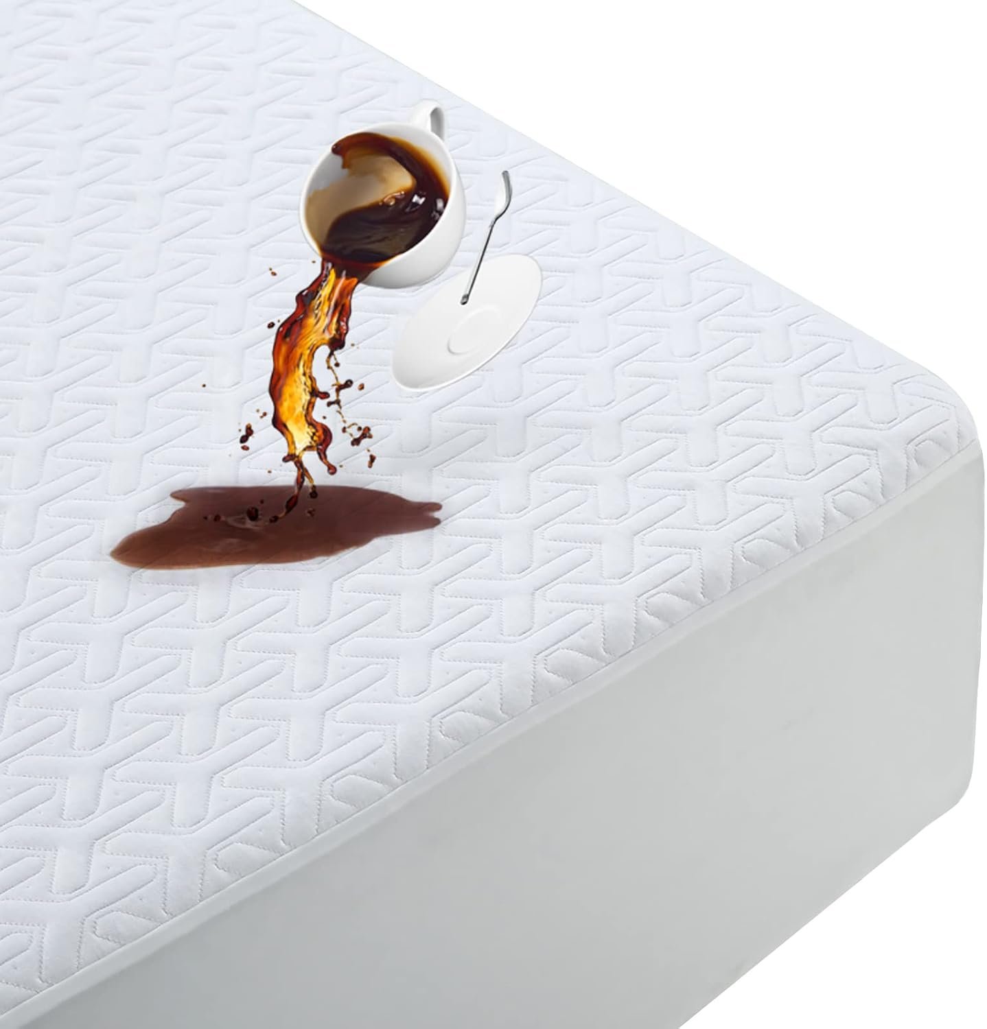 Premium Queen Size Mattress Protector Waterproof Cooling (White,60″x80″)