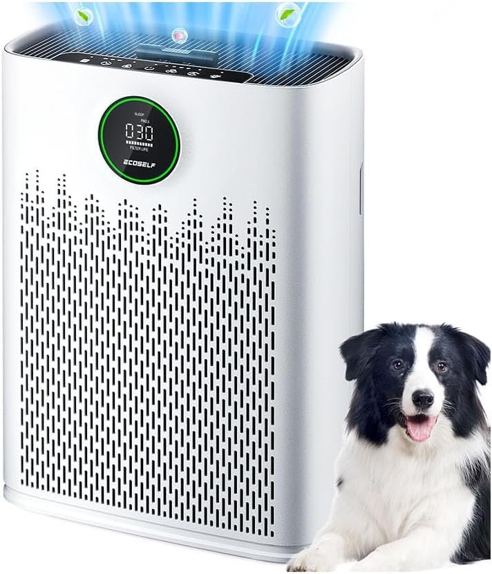 Air Purifiers for Home Large Room, Cover Up to 2400 Ft² with True HEPA Filter, Smart Mode, PM2.5 Air Quality Display, 22dB Sleep Mode, HAP603, White