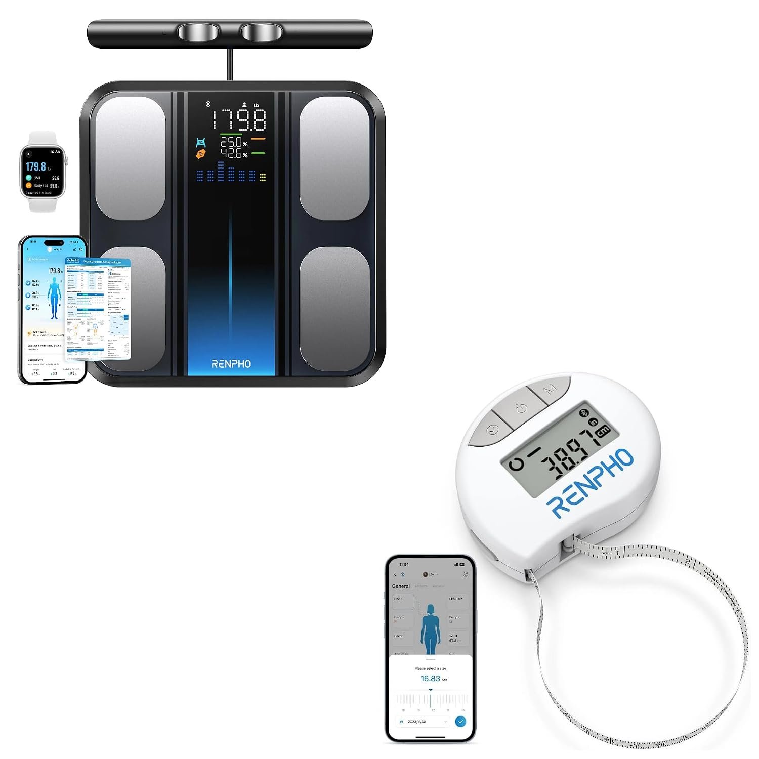 RENPHO Scale for Body Weight and Fat Percentage, Smart Body Measuring Tape