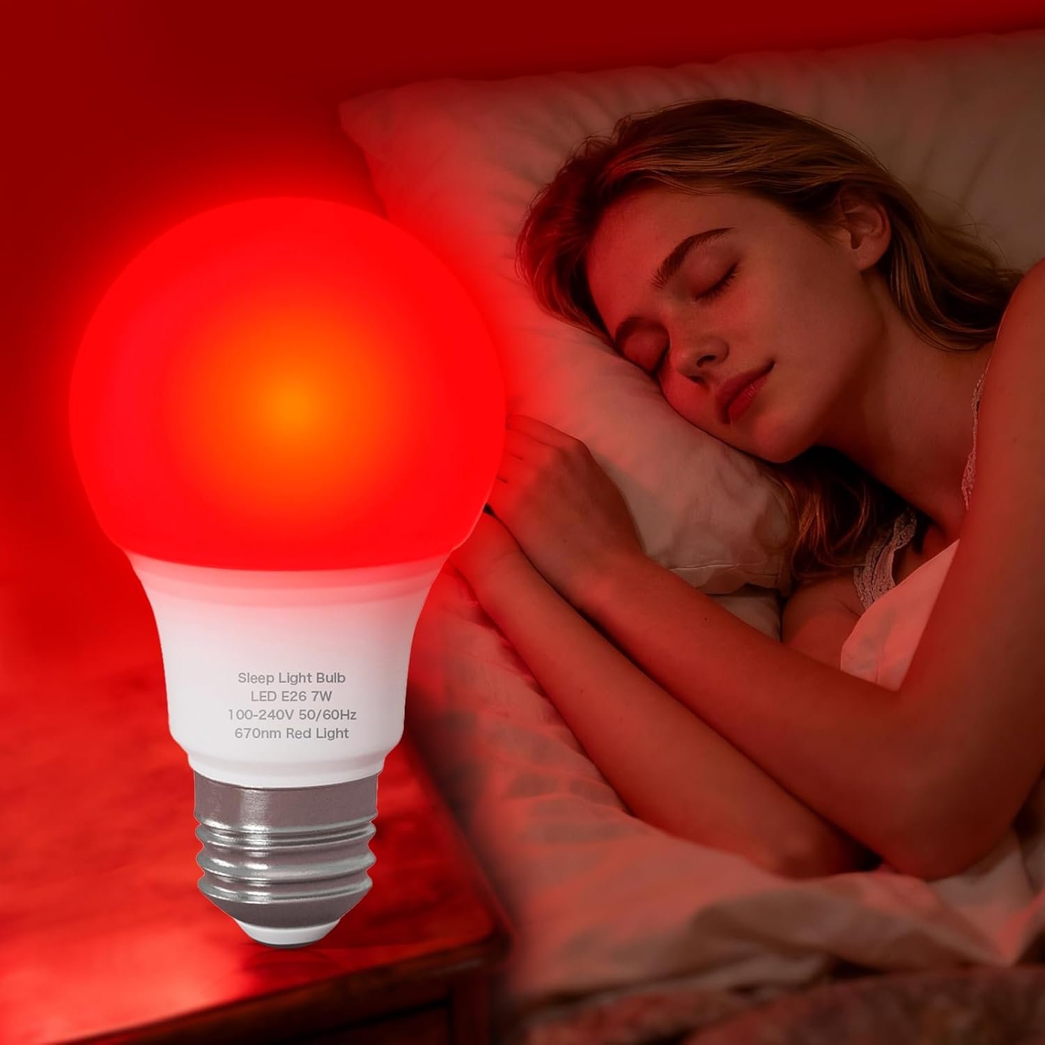 Red Light Bulbs for Sleep, 670nm Natural Sleep Aid Lamp, Blue Light Blocker for Stress Relief, Relaxation, Yoga, Meditation and Travel